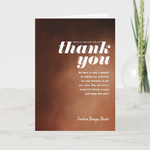 Painted Thank You Caramel Brown Folded Business Holiday Card