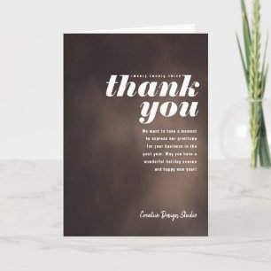 Painted Thank You Cocoa Brown Folded Business Holiday Card