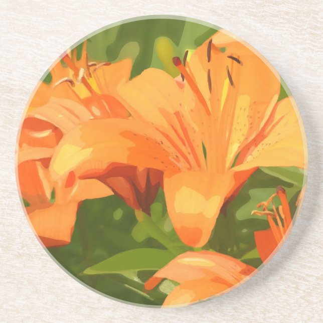 Painted Tiger Lily Garden Coaster (Front)