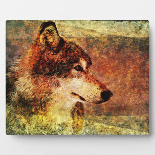 Painted Timber Wolf Decorative Plaque