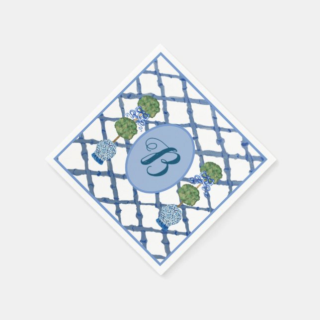 Painted Topiary Chinoiserie Ginger Jars Jar  Napkin (Corner)