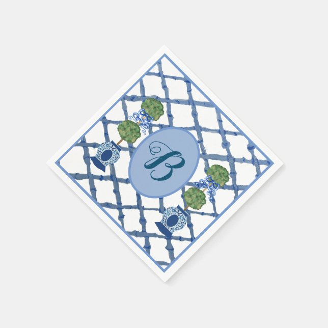 Painted Topiary Chinoiserie Ginger Jars Jar  Napkin (Corner)