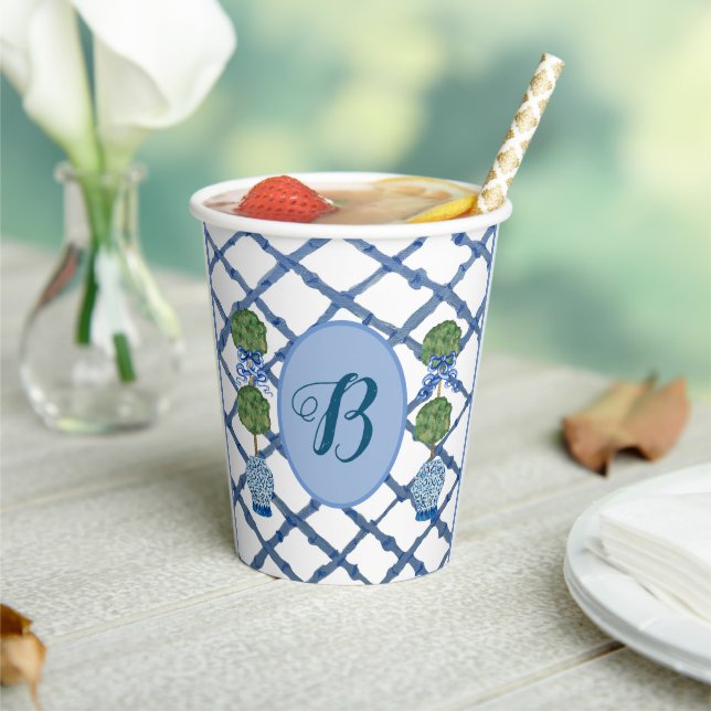 Painted Topiary Chinoiserie Ginger Jars Jar  Paper Cups (Insitu)