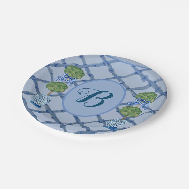 Painted Topiary Chinoiserie Ginger Jars Jar  Paper Plate (Angled)