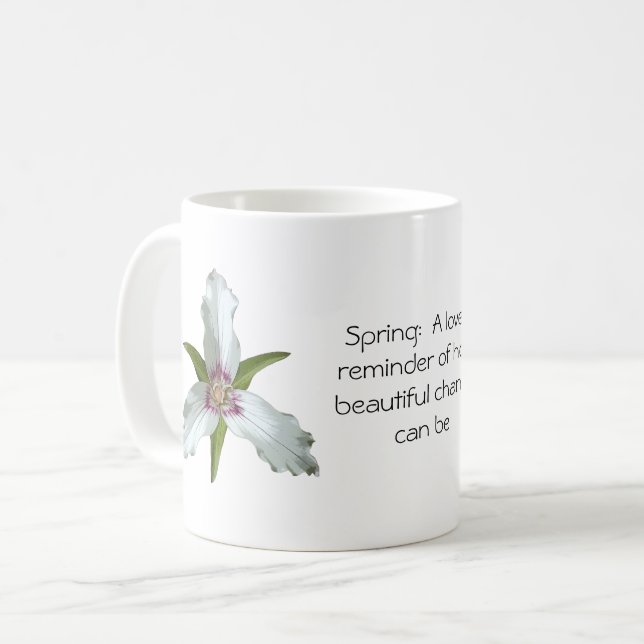 Painted Trillium Spring Wildflower Coffee Mug (Front Left)