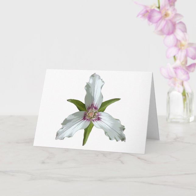 Painted Trillium Spring Wildflower Greeting Card (Orchid)