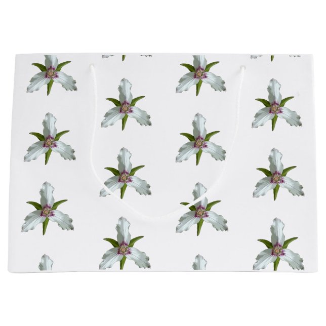 Painted Trillium Spring Wildflower Pattern  Large Gift Bag (Front)