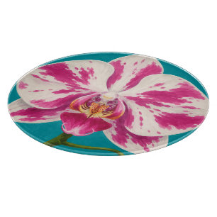 Painted tropical flower art cutting board