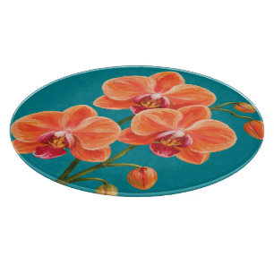 Painted tropical flower art cutting board