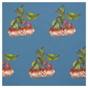 Painted Tropical Fuchsias & Hummingbird Fabric