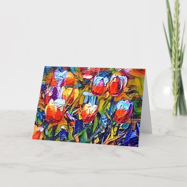 Painted Tulips Art 1 Art Note Card (Front)