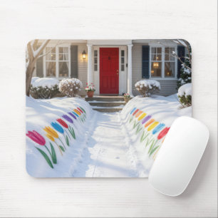 Painted Tulips In Snow Banks Mouse Pad