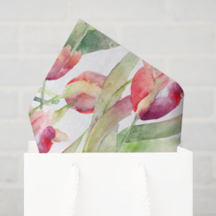 Painted Tulips in Springtime Watercolor Floral Tissue Paper