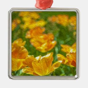 Painted Tulips Metal Tree Decoration