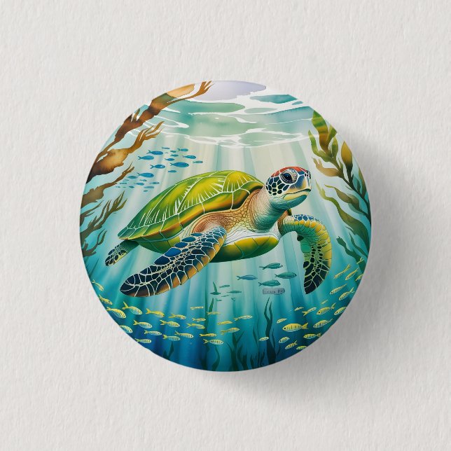 Painted Turtle 3 Cm Round Badge (Front)