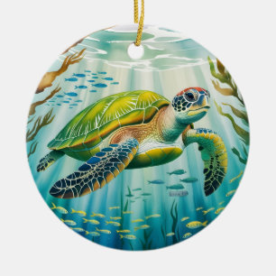 Painted Turtle Ceramic Tree Decoration