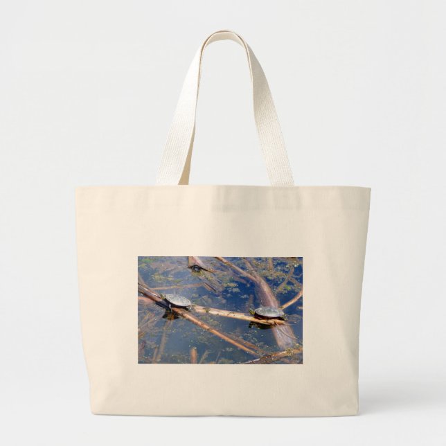 Painted Turtles (Chrysemys picta) Large Tote Bag (Front)