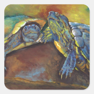 Painted Turtles Square Sticker