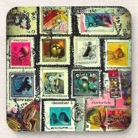 Painted Vintage Stamps Collage