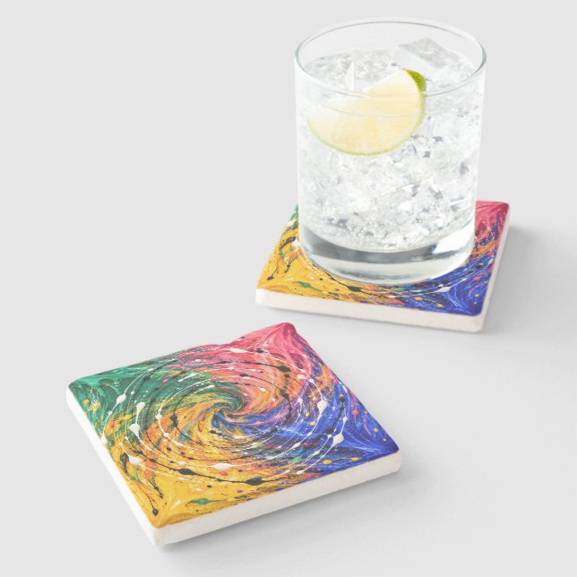 Painted Vortex Stone Coaster (Side)