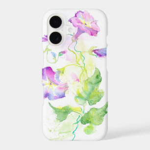 Painted watercolor convolvulus flowers
