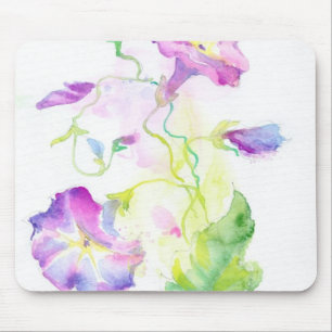 Painted watercolor convolvulus flowers mouse pad