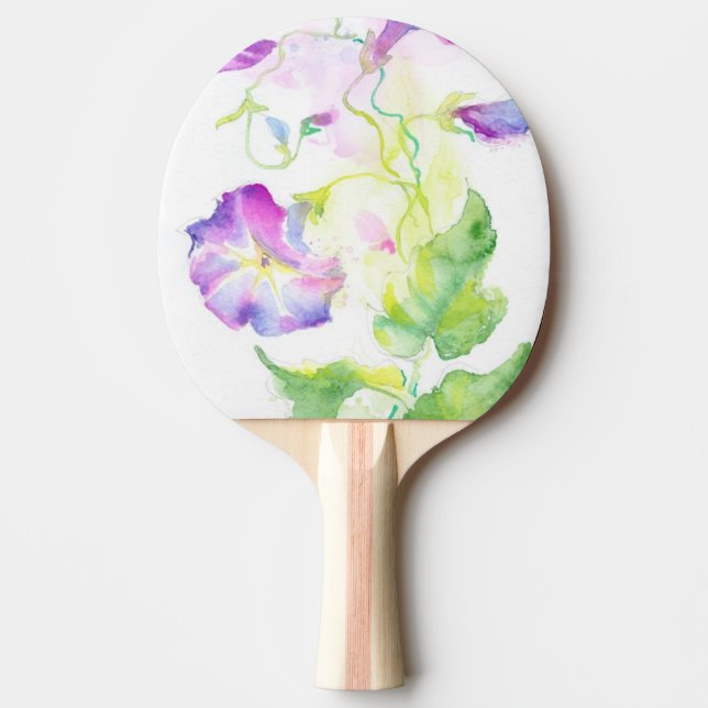 Painted watercolor convolvulus flowers ping pong paddle (Front)