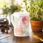Painted Watercolor Flowers Calligraphy Name Bone China Mug<br><div class="desc">A beautiful floral and feminine design that is perfect for any girly girl or even a bride. If you need to move items around,  click on the design area to make changes.</div>