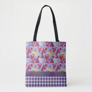 Painted Watercolor Hearts   Valentine Collage Tote Bag