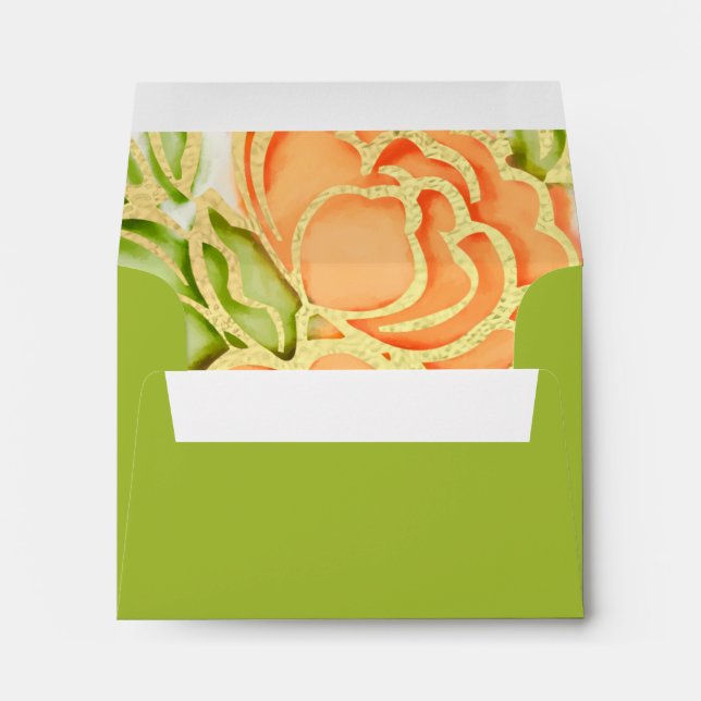 Painted Watercolor Orange Roses Envelope (Back (Bottom))