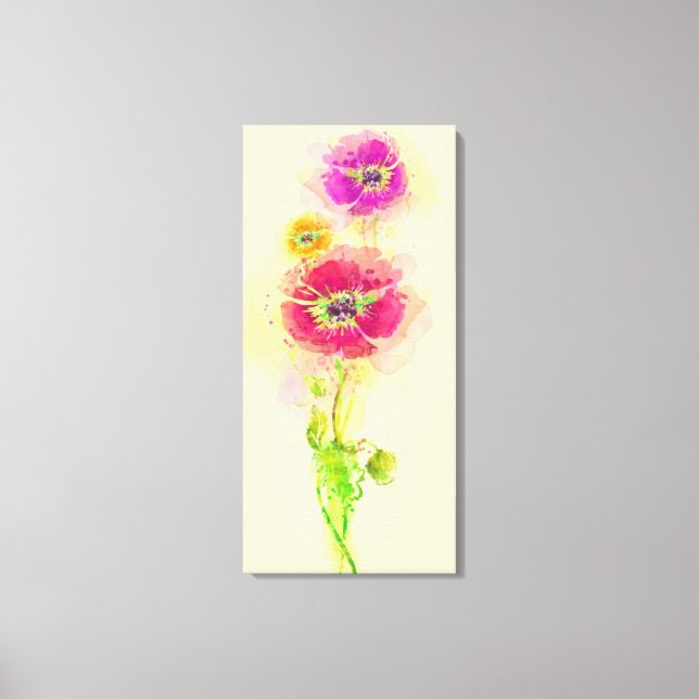 Painted watercolor poppies 2 canvas print (Front)