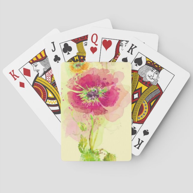 Painted watercolor poppies 2 playing cards (Back)
