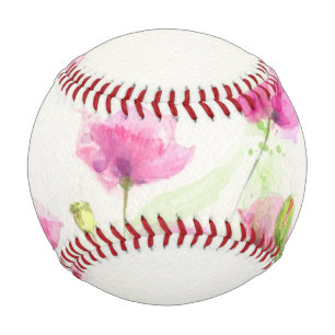 Painted watercolor poppies 3 baseball