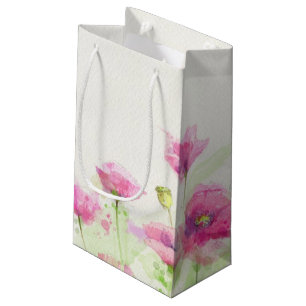 Painted watercolor poppies 3 small gift bag
