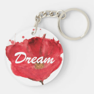 Painted watercolor poppy flower 2 key ring