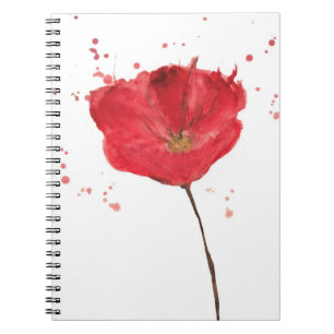 Painted watercolor poppy flower 2 notebook