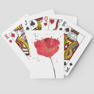 Painted watercolor poppy flower 2 playing cards