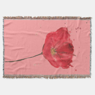 Painted watercolor poppy flower 2 throw blanket