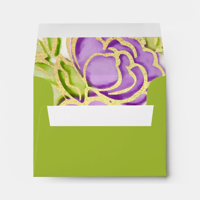 Painted Watercolor Purple Roses Envelope (Back (Bottom))