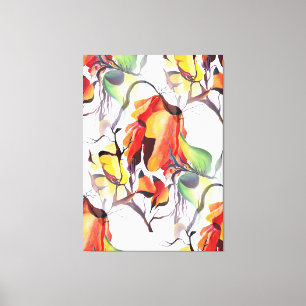 Painted Watercolor Rare tropical Jungle Flowers Canvas Print