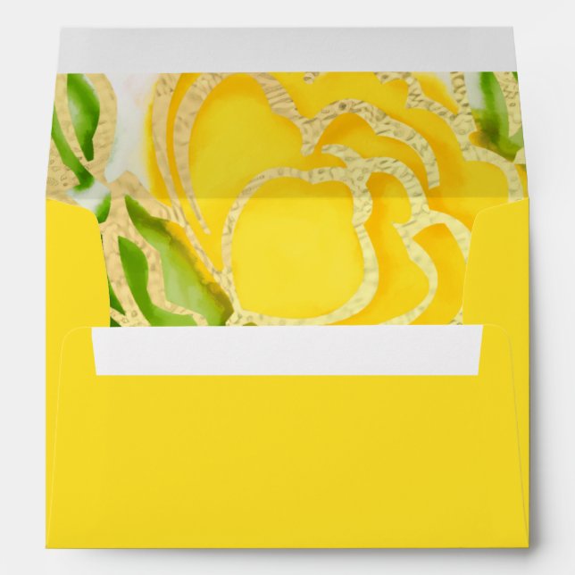 Painted Watercolor Yellow Roses Envelope (Back (Bottom))