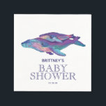 Painted Whale with Calf | Baby Shower Napkin<br><div class="desc">Multi-coloured painted whale and calf on this baby shower napkin.</div>