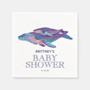 Painted Whale with Calf   Baby Shower Napkin