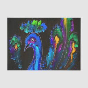 Painted Whimsical Peacock Tissue Paper