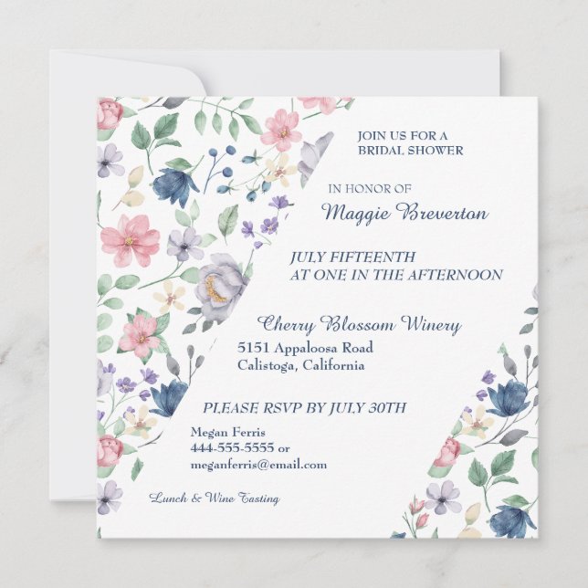 Painted Whimsy Floral Bridal Shower Invitation (Front)