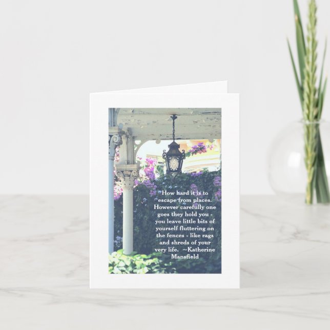 PAINTED WHITE PORCH, PEELING PAINT, LANTERN LAMP CARD (Front)