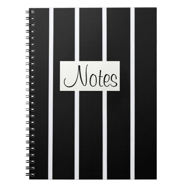 Painted white stripes on black spiral notebook (Front)