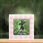 Painted Wickedly Good Witch Green & Pink Gingham Napkin<br><div class="desc">Painted Wickedly Good Witch Pink and Green Gingham Plaid Napkins - These paper napkins feature a green and black painting of a witch in an enchanted forest on top of a white and pink gingham chequered plaid pattern. Perfect for any age girl or woman's birthday or for a Halloween Party....</div>