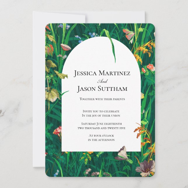 Painted Wildflower Arch Wedding Invitation (Front)
