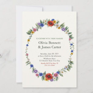 Painted Wildflower Crown Wedding Invitation